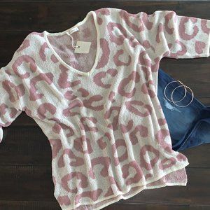 Dusty Rose Leopard Sweater